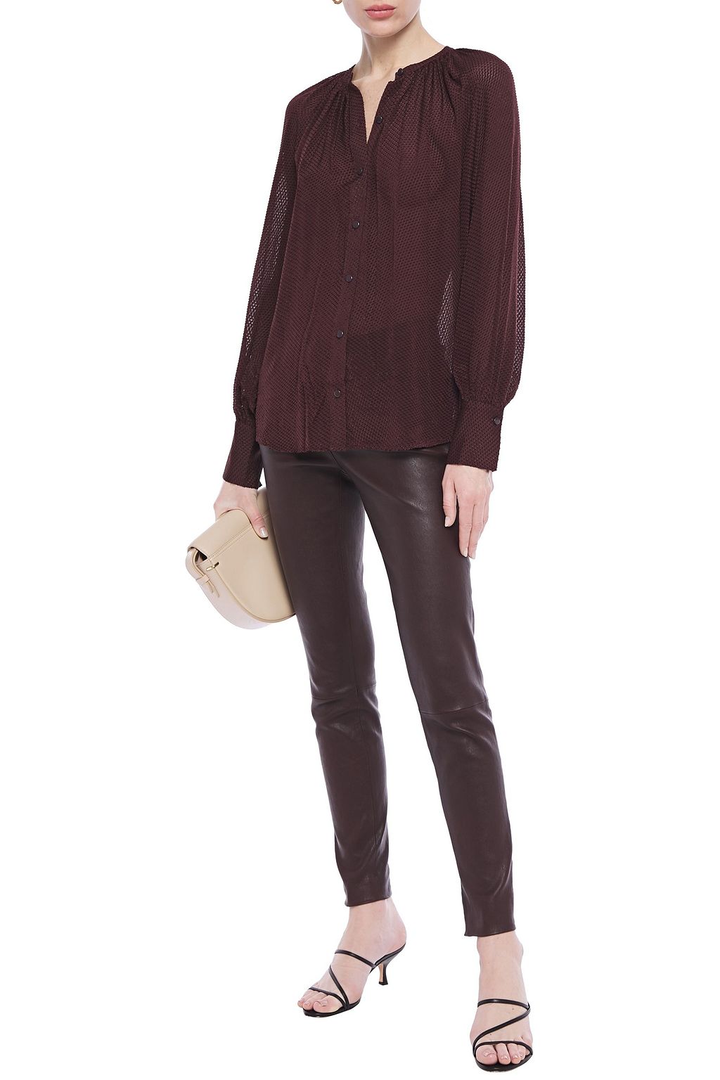 EQUIPMENT Corbette gathered fil coupé silk-blend chiffon shirt