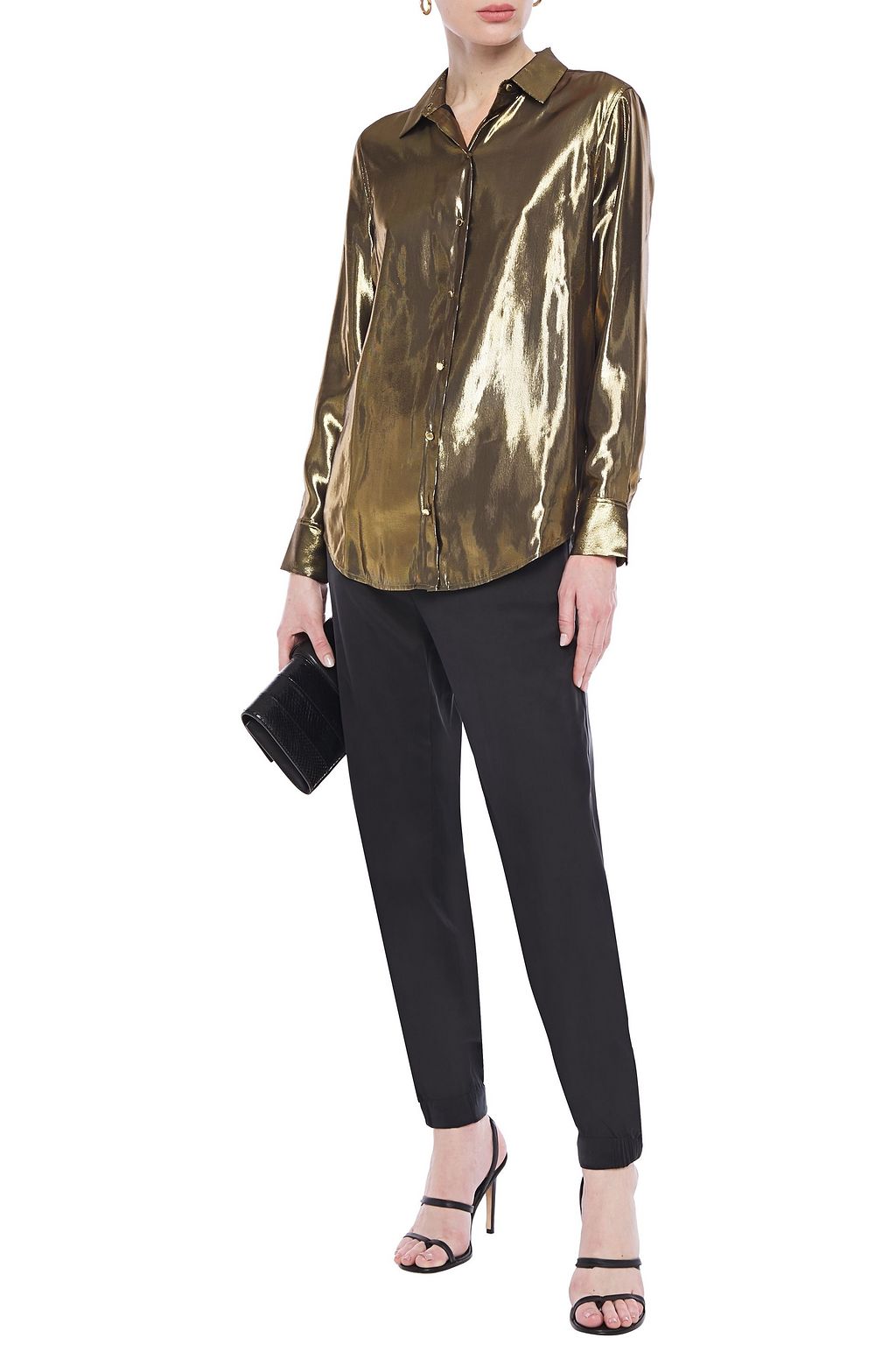 EQUIPMENT Burnel silk-blend lamé shirt