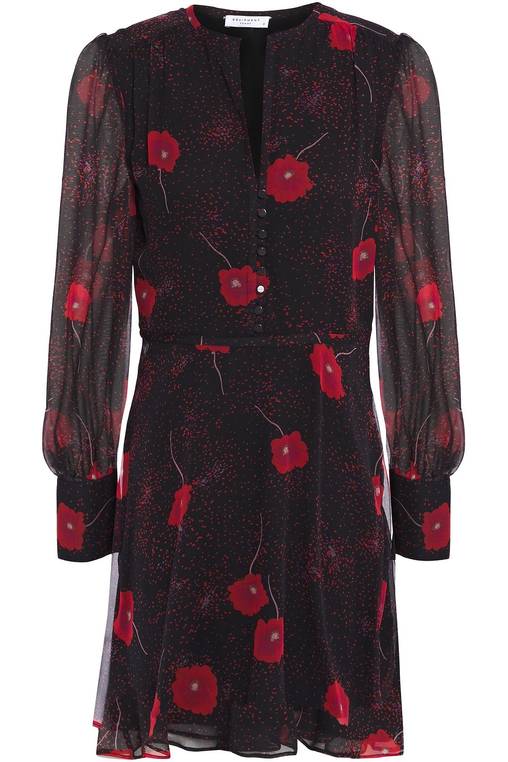 EQUIPMENT gathered floralprint silkchiffon mini dress THE