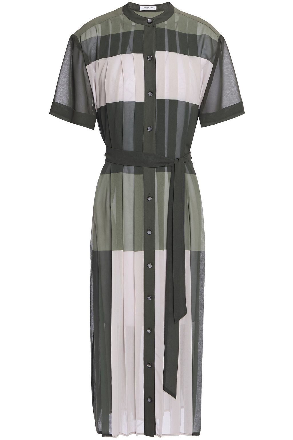 colorblock pleated midi dress