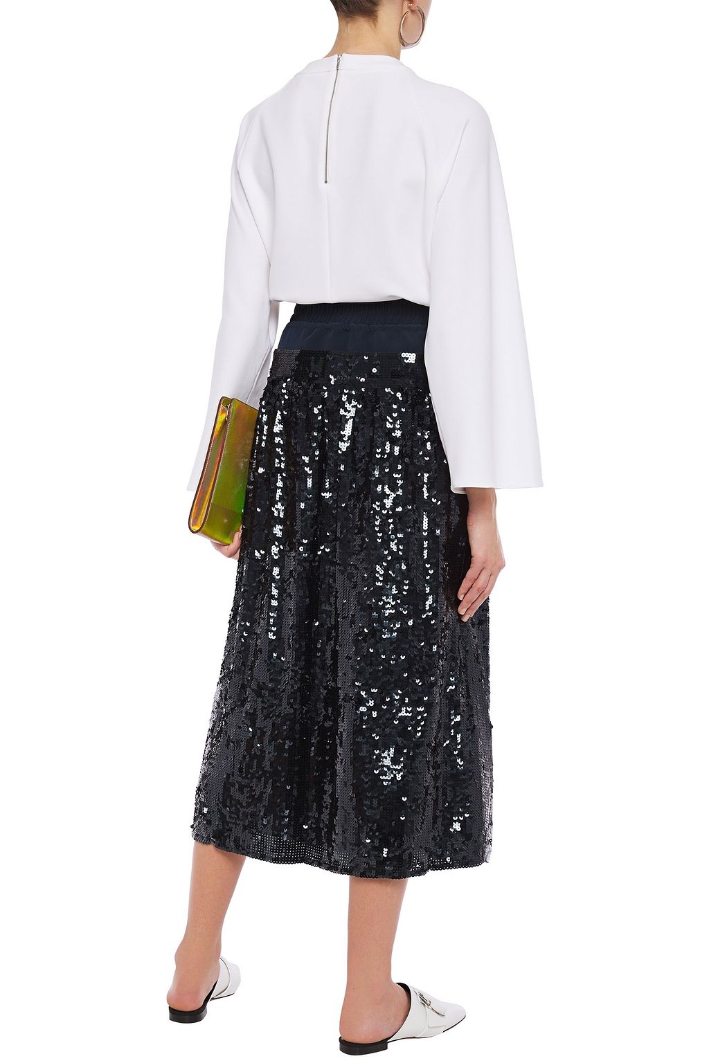 TIBI Sequined crepe midi skirt