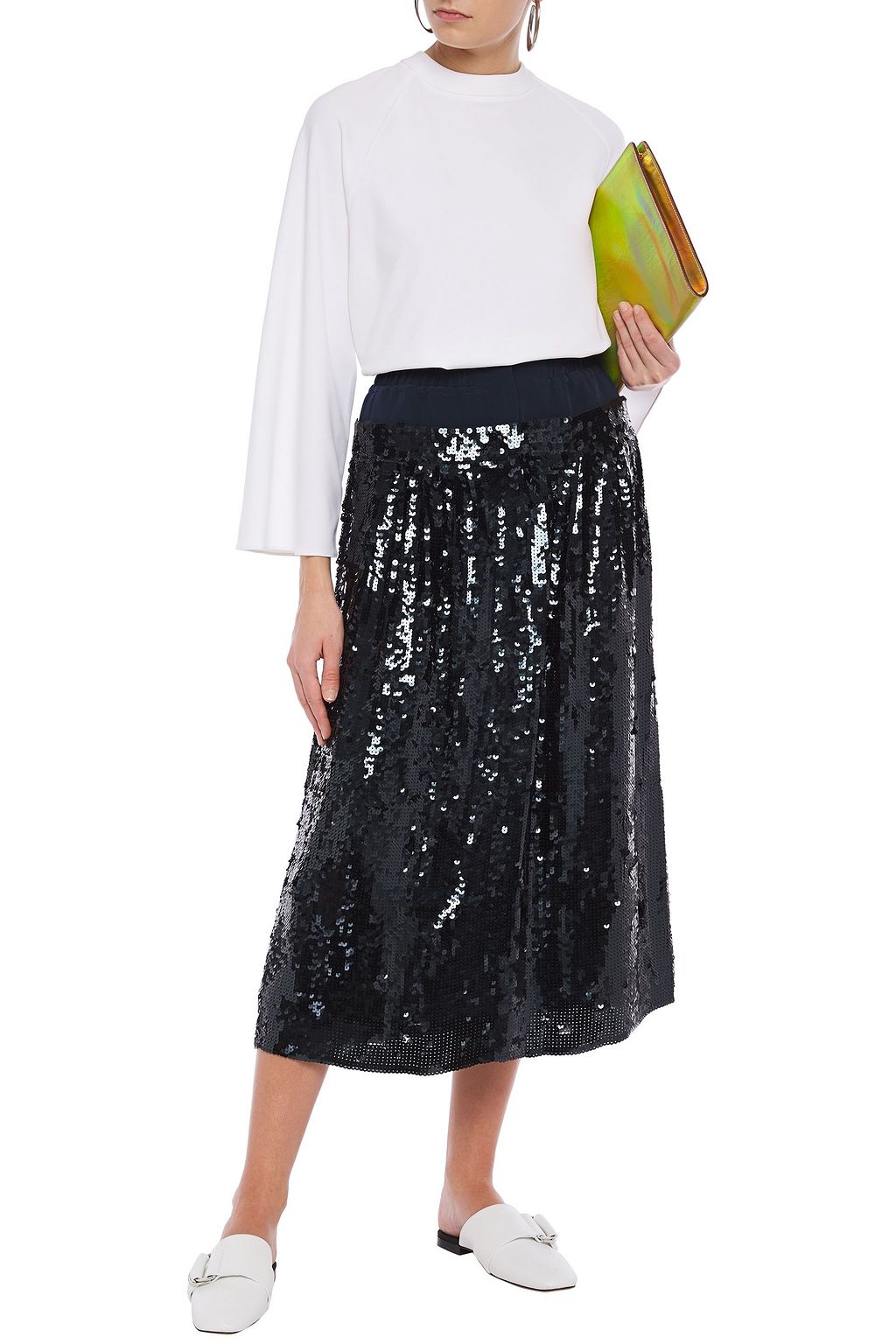 TIBI Sequined crepe midi skirt