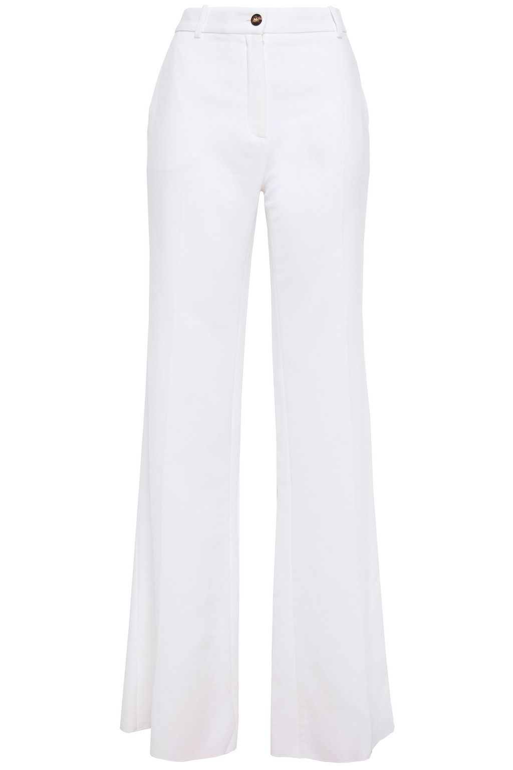 white cotton flare pants