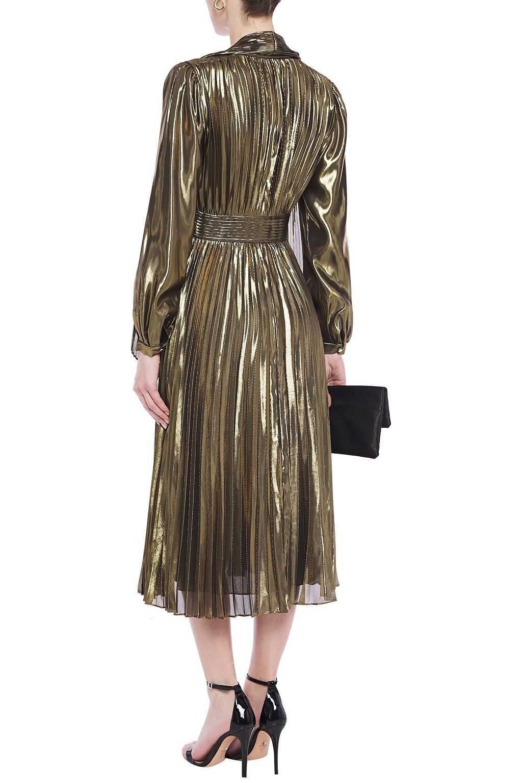EQUIPMENT Macin pleated silk-blend lamé midi dress
