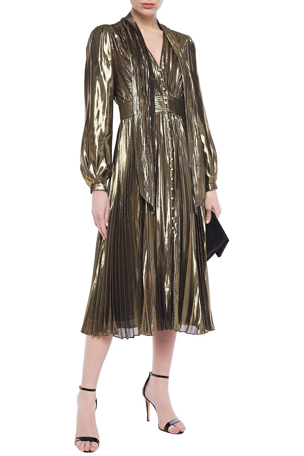 EQUIPMENT Macin pleated silk-blend lamé midi dress