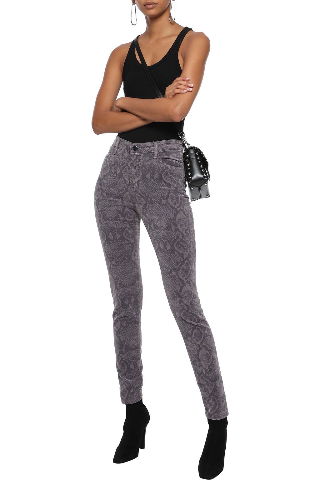 J BRAND Maria snake-print cotton-blend velvet skinny pants