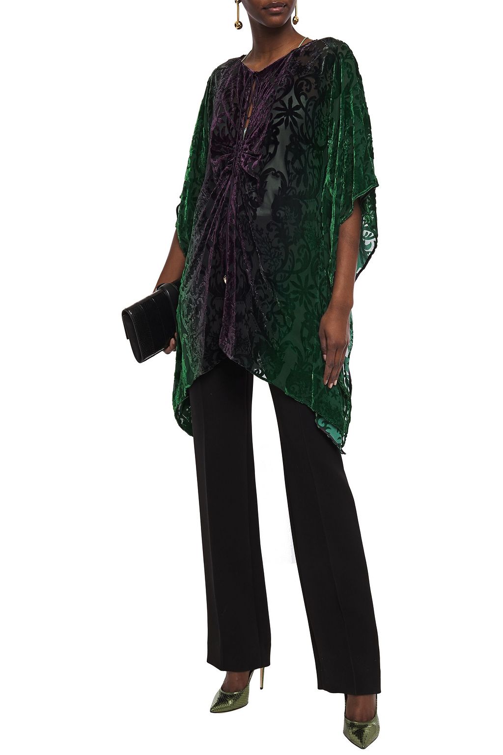 ROBERTO CAVALLI Gathered dégradé devoré-velvet top