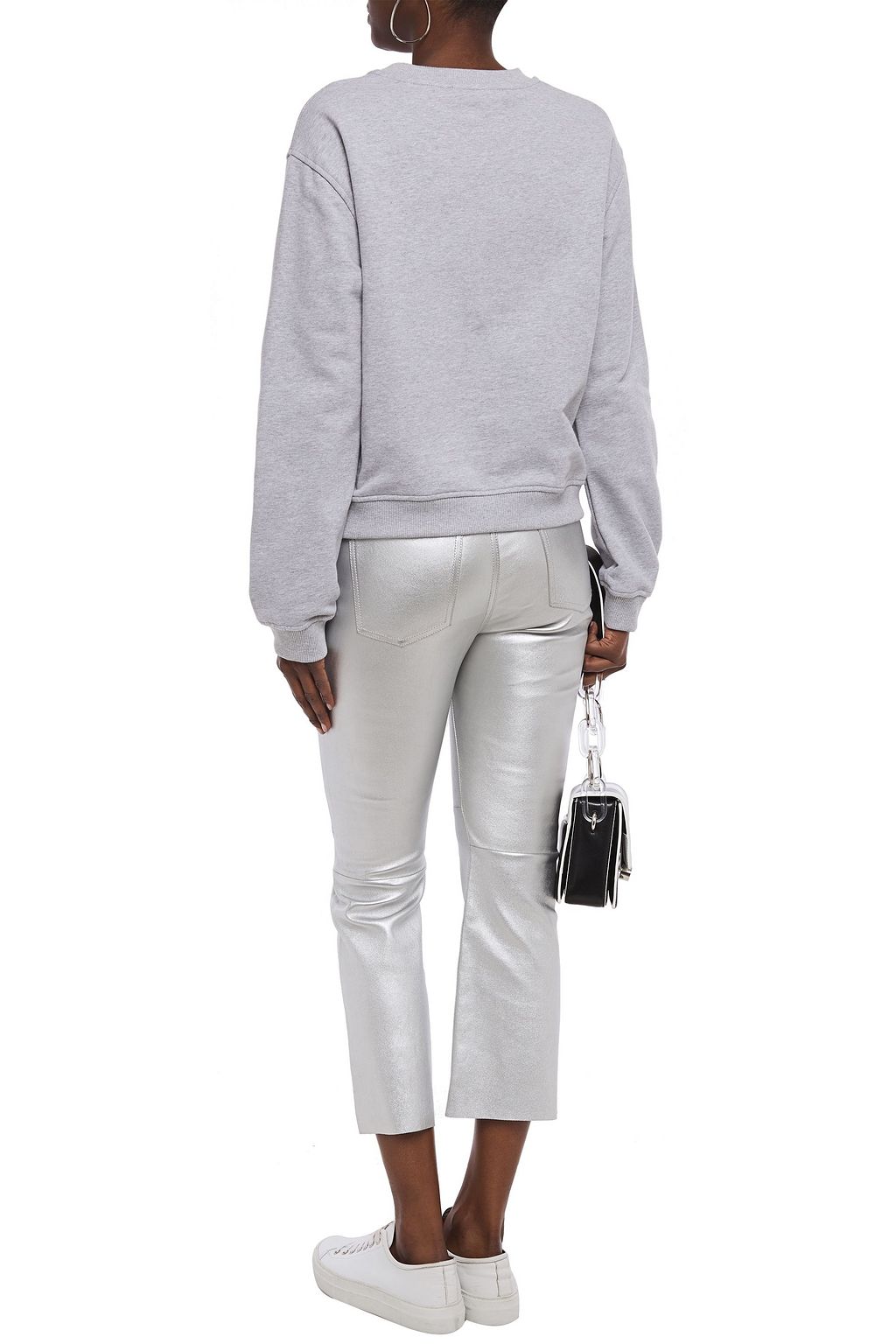 LOVE MOSCHINO Flocked printed French cotton-terry sweatshirt