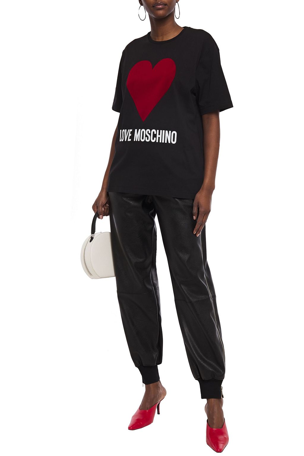 LOVE MOSCHINO Flocked printed cotton-jersey T-shirt