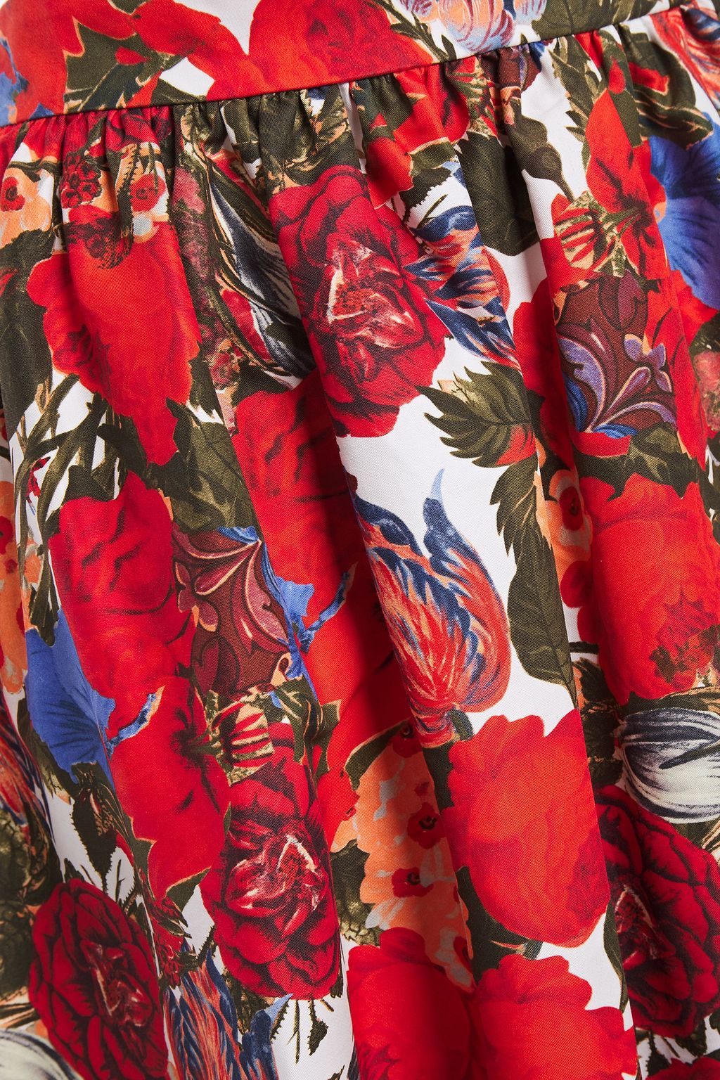 MARNI Gathered floral-print cotton-gabardine midi skirt