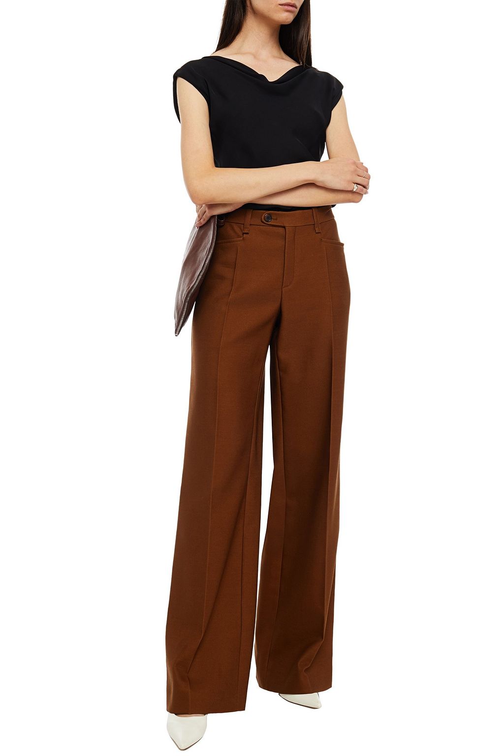 THEORY Draped silk crepe de chine top