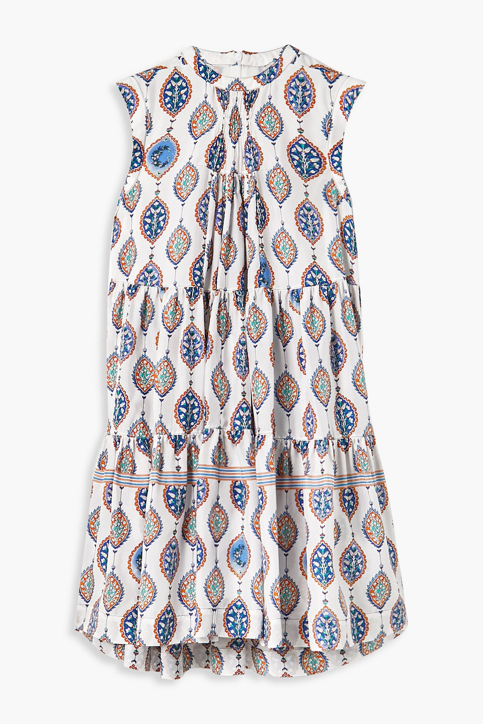 Chloé Tiered Printed Silk Crepe De Chine Mini Dress In Off-white