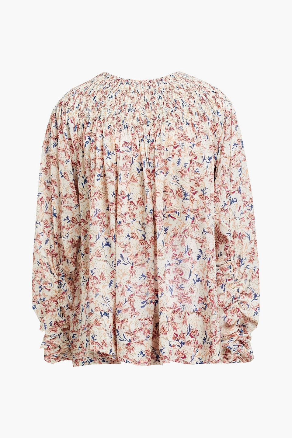 Chloé - Shirred printed silk-georgette blouse - White - FR 36