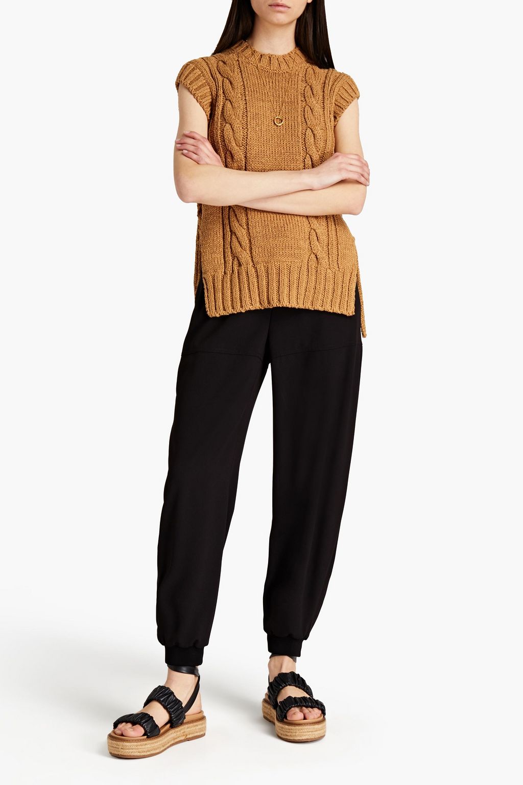 CHLOÉ Lace-up cable-knit top