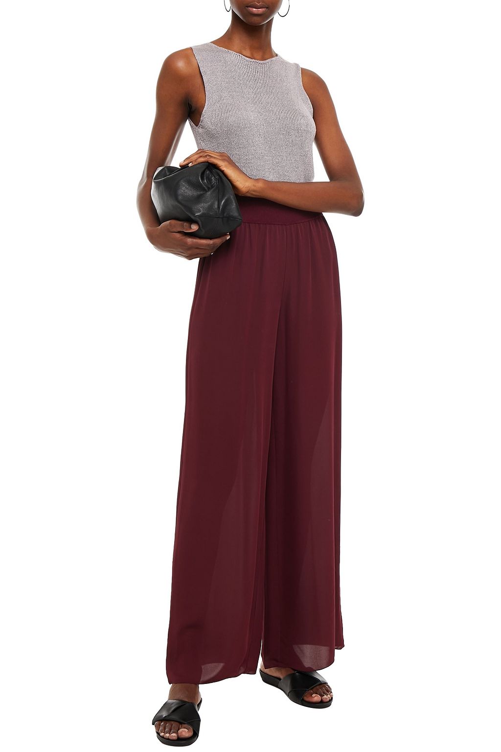 THEORY Silk crepe de chine wide-leg pants
