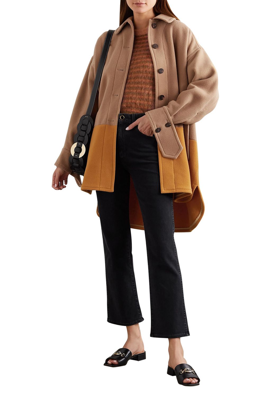CHLOÉ Two-tone wool-blend coat