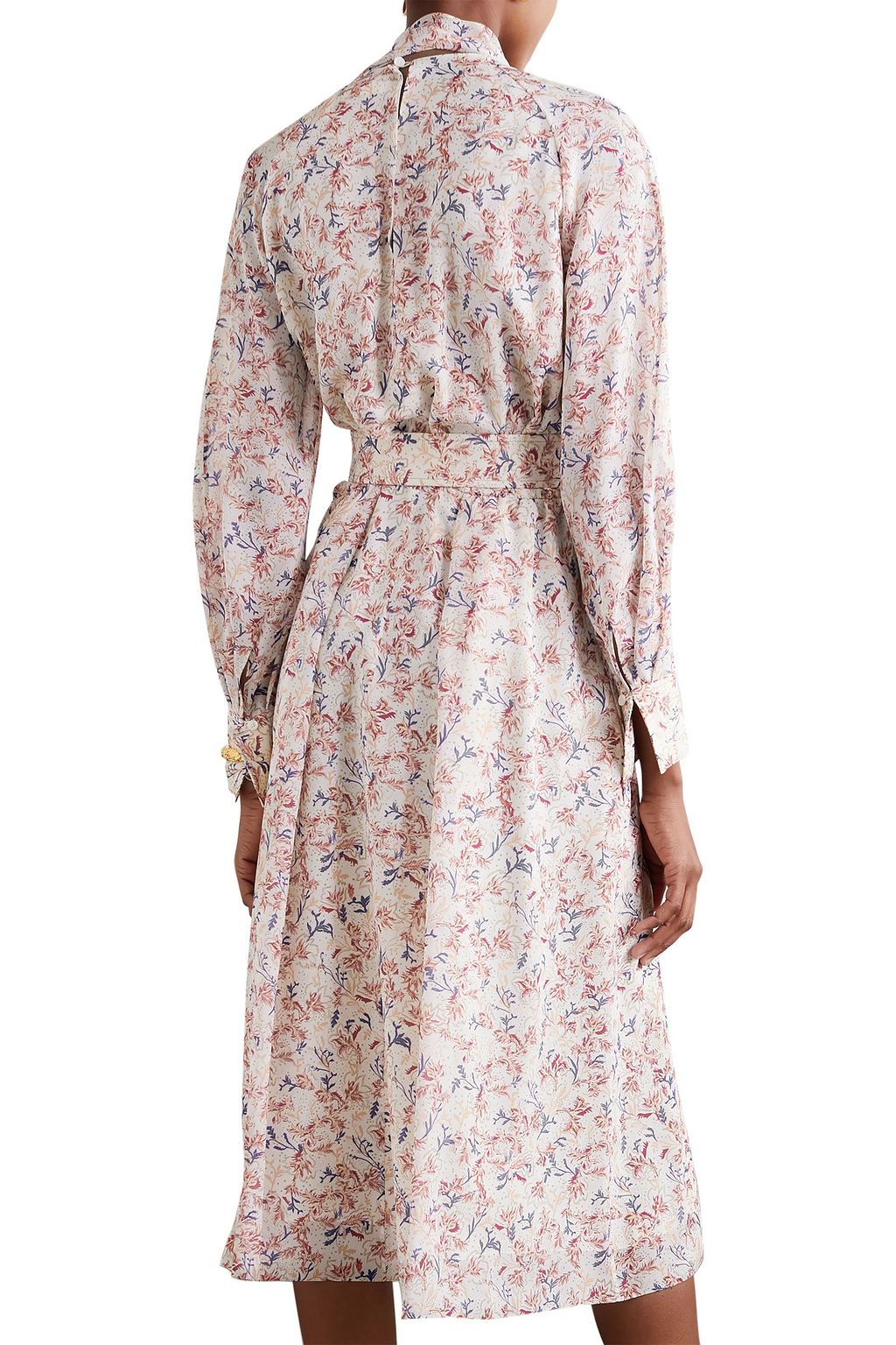 CHLOÉ Tie-detailed floral-print silk crepe de chine midi dress