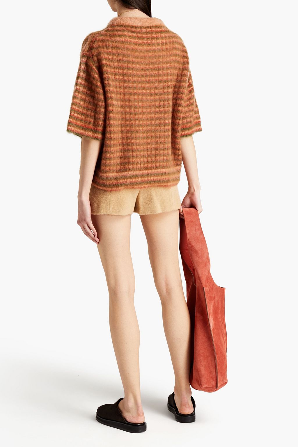 CHLOÉ Striped open-knit mohair-blend sweater
