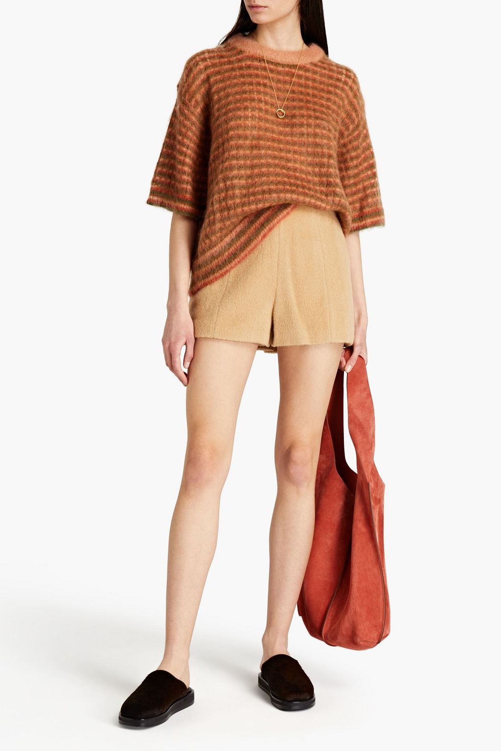 CHLOÉ Striped open-knit mohair-blend sweater