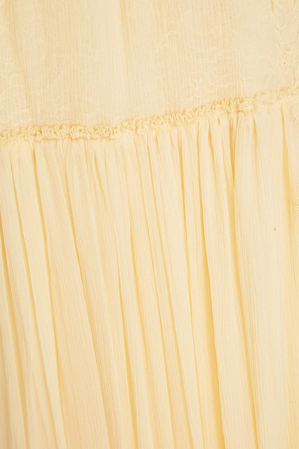 CHLOÉ Lace-paneled pleated silk-georgette maxi dress