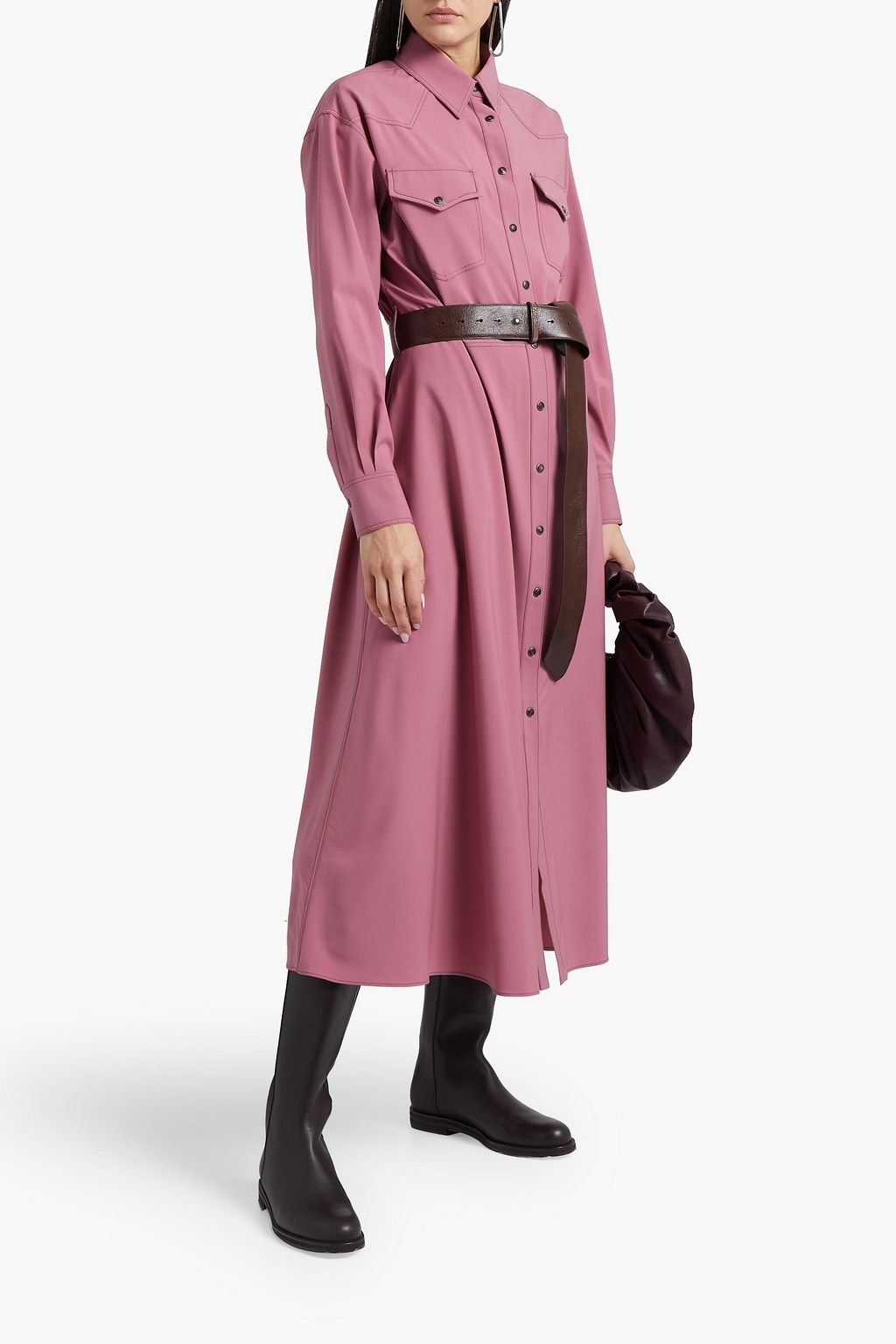 BRUNELLO CUCINELLI Belted wool midi shirt dress