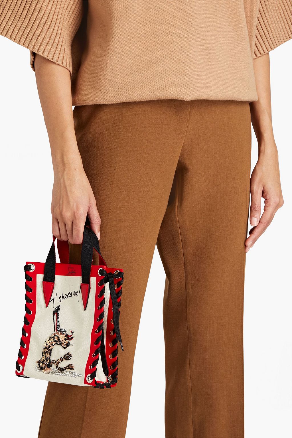 CHRISTIAN LOUBOUTIN Cabalace mini printed embellished canvas tote