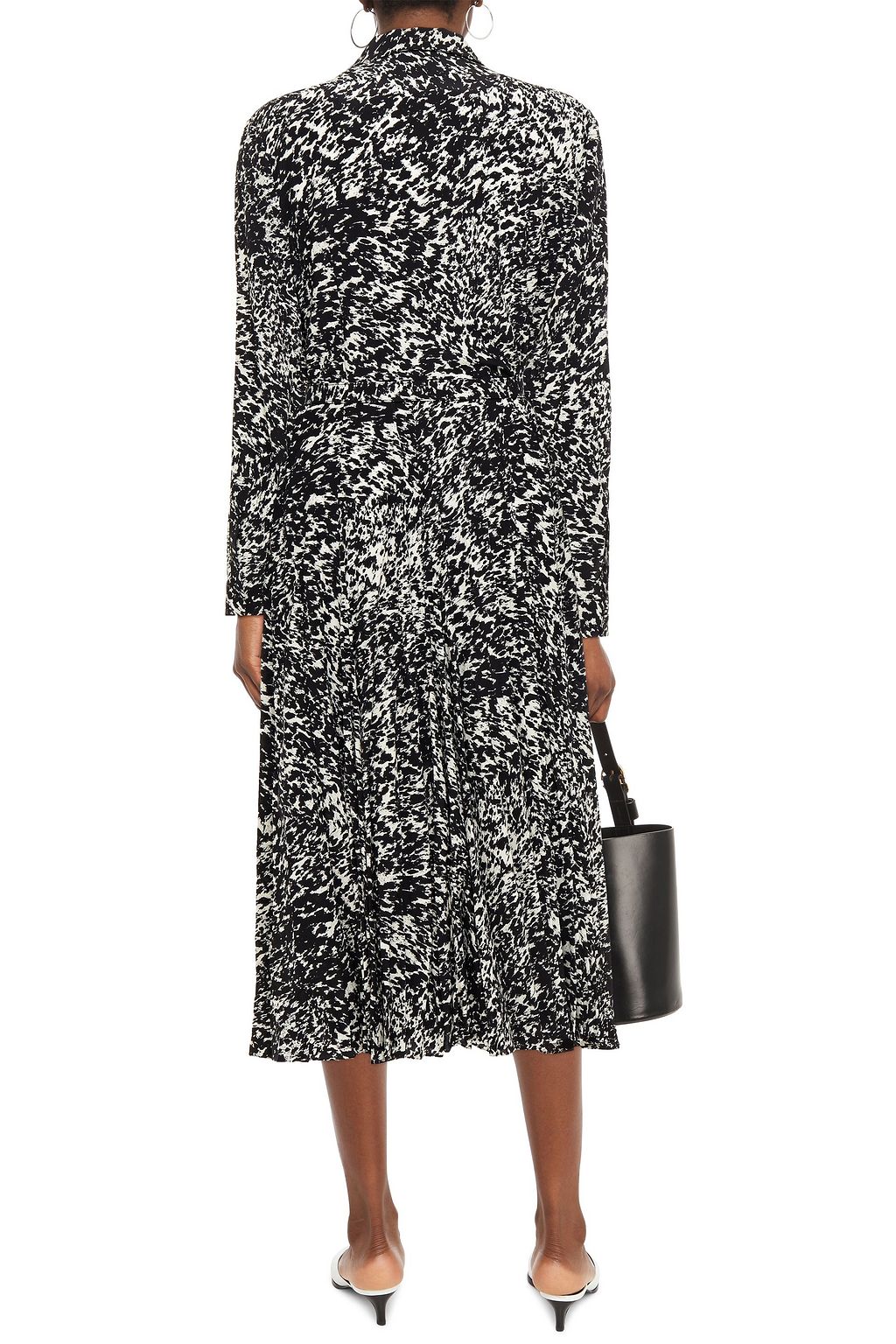 MICHAEL KORS COLLECTION Pleated printed silk crepe de chine midi shirt dress