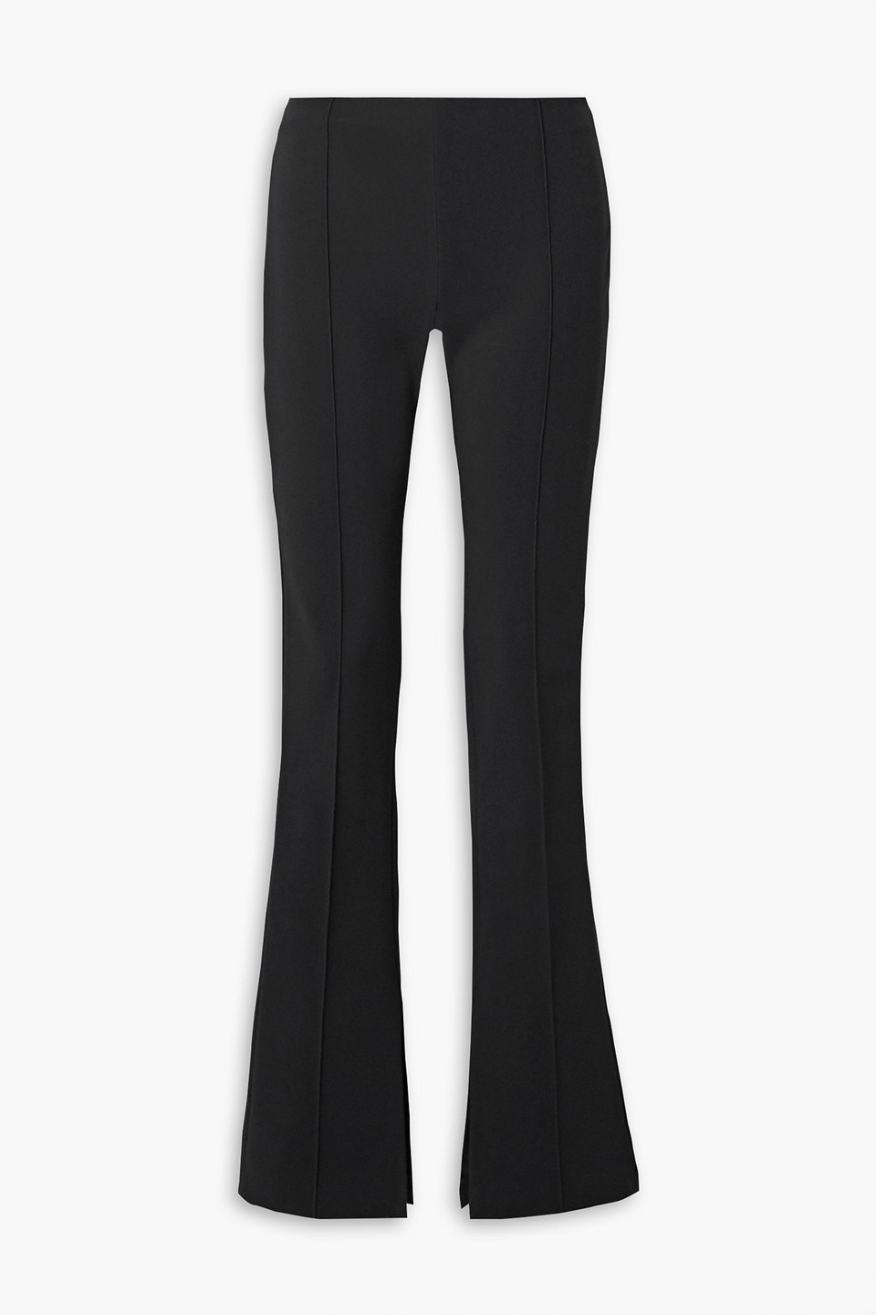 Adam Lippes Cotton Crepe Flared Trousers In Black