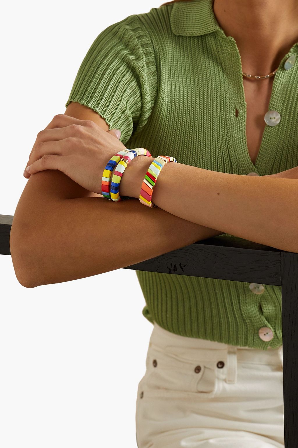 ROXANNE ASSOULIN Fruit Stripe set of three gold-tone enamel bracelets
