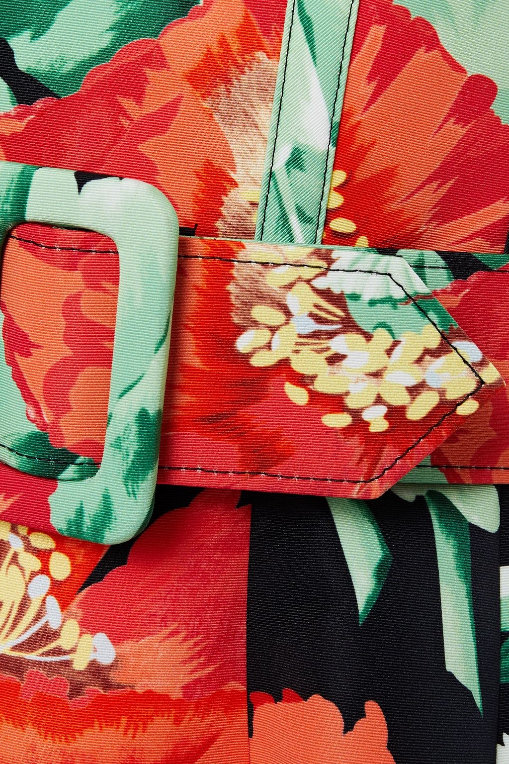 OSCAR DE LA RENTA Belted floral-print faille dress