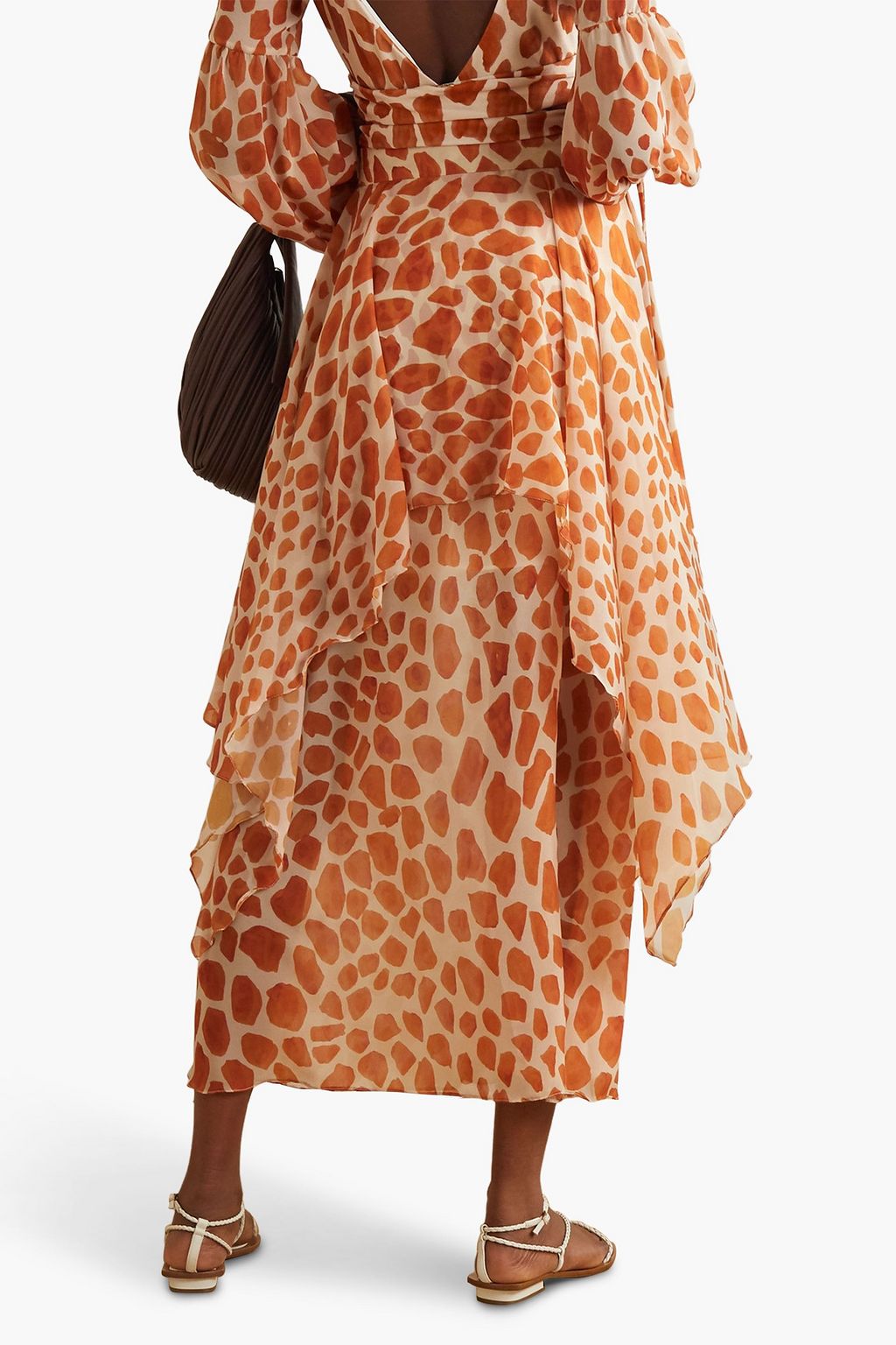 PATBO Margot layered printed chiffon maxi skirt