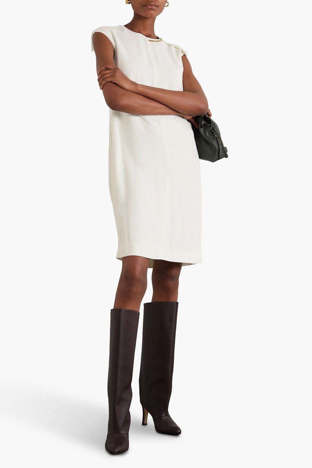VICTORIA BECKHAM Chain-embellished crepe dress