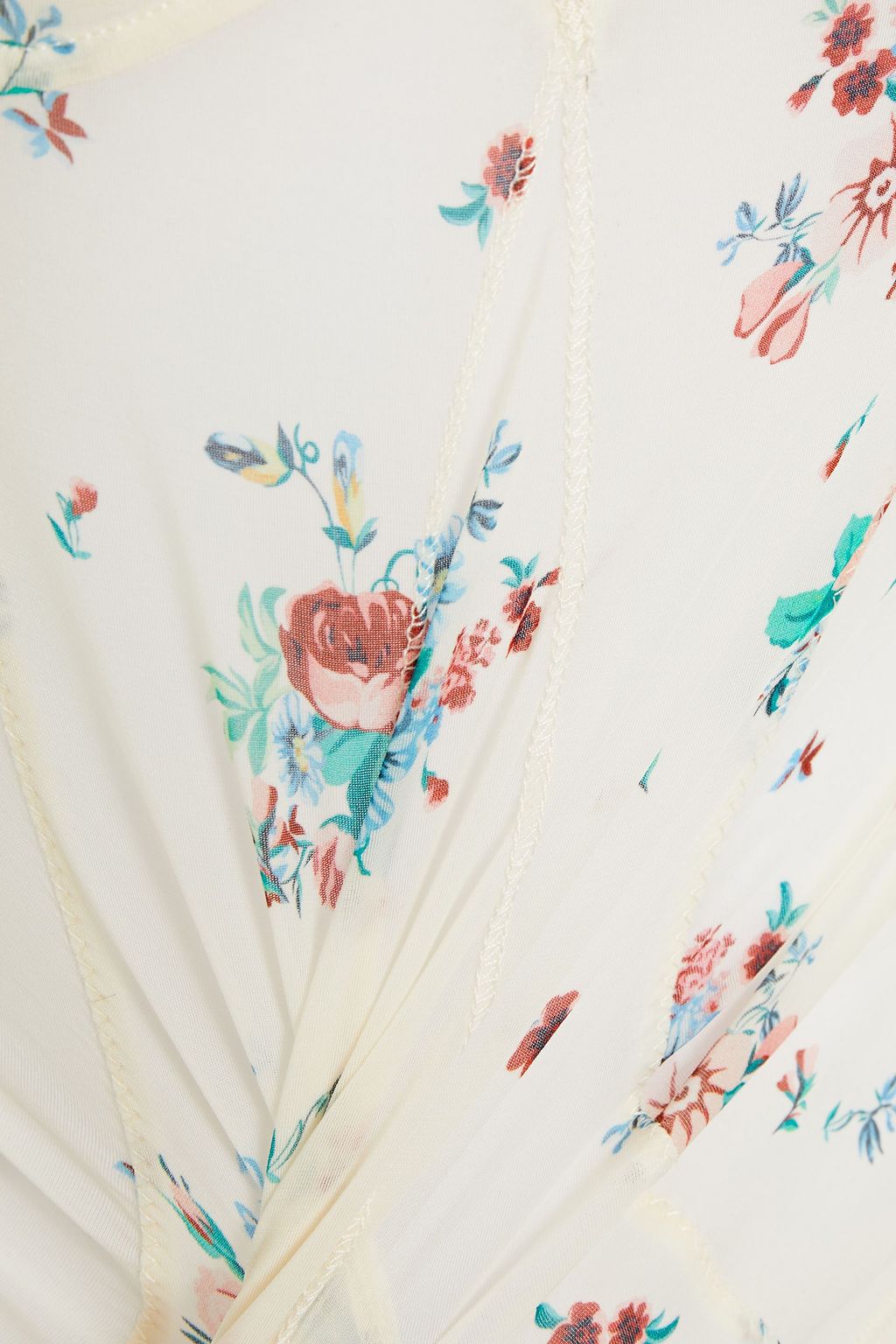 RABANNE Floral-print stretch-cupro jersey turtleneck top