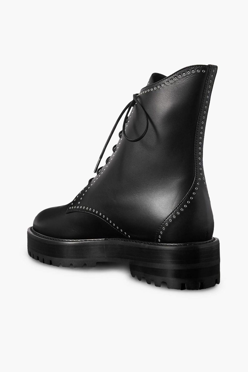 ALAÏA Eyelet-embellished leather combat boots