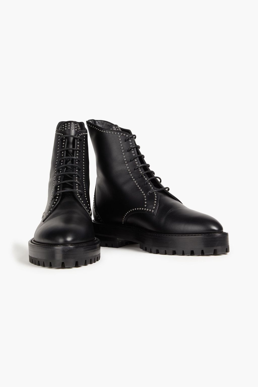 ALAÏA Eyelet-embellished leather combat boots