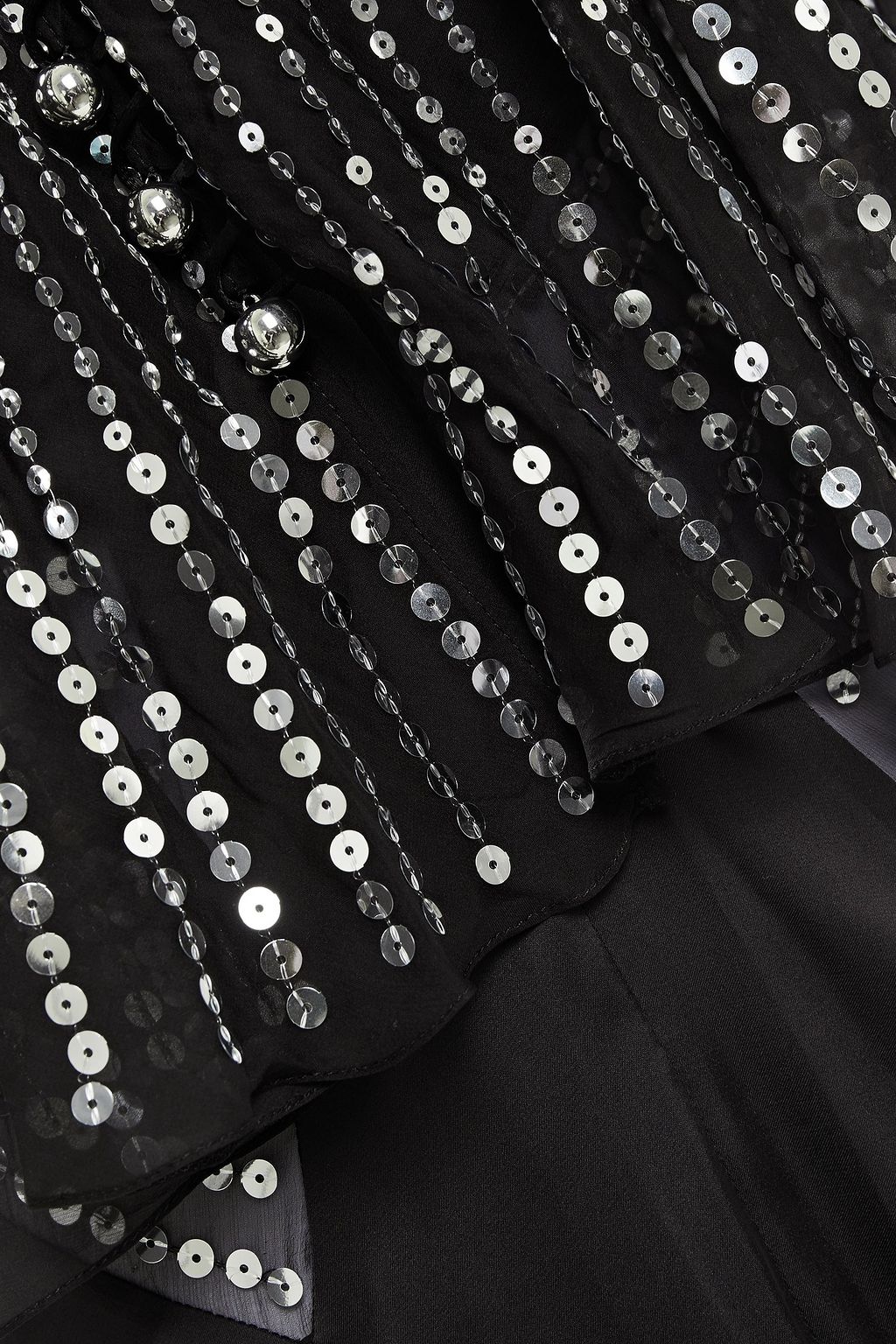 RABANNE Sequin-embellished chiffon and satin maxi dress