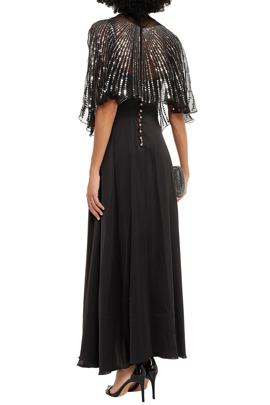 RABANNE Sequin-embellished chiffon and satin maxi dress