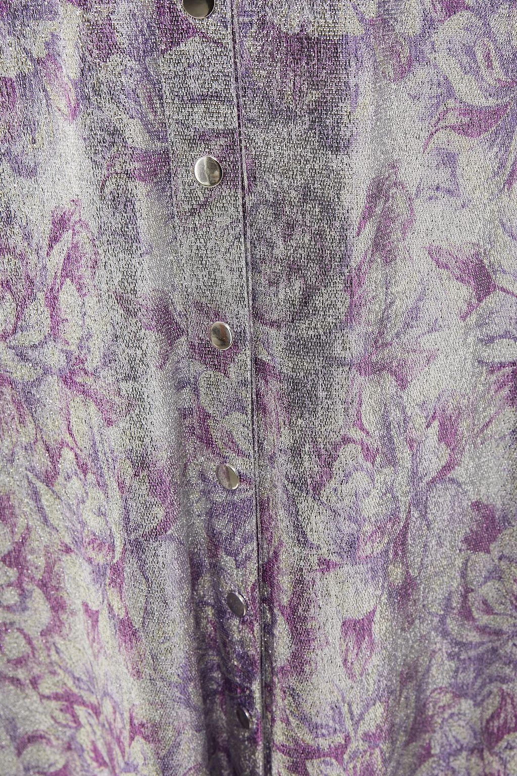 RABANNE Floral-print lamé maxi dress