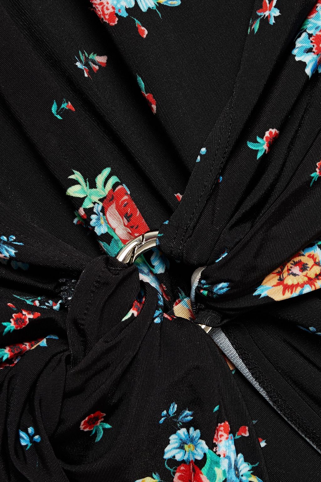 RABANNE Draped floral-print stretch-jersey midi dress