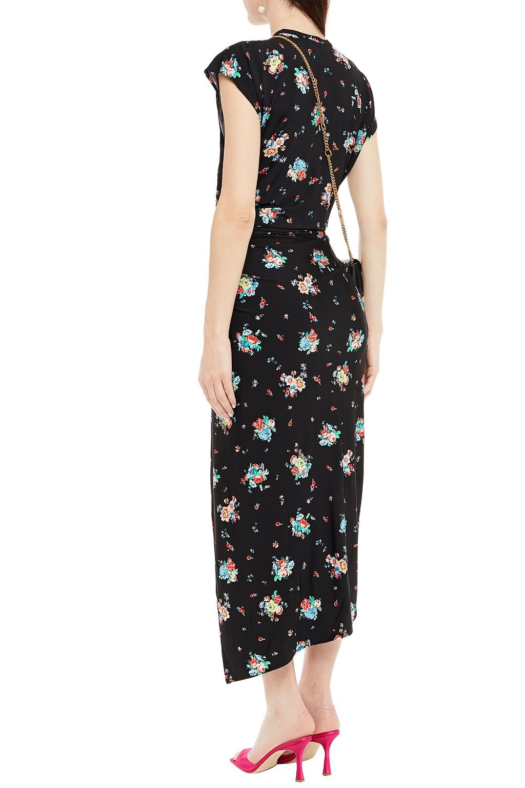 RABANNE Draped floral-print stretch-jersey midi dress