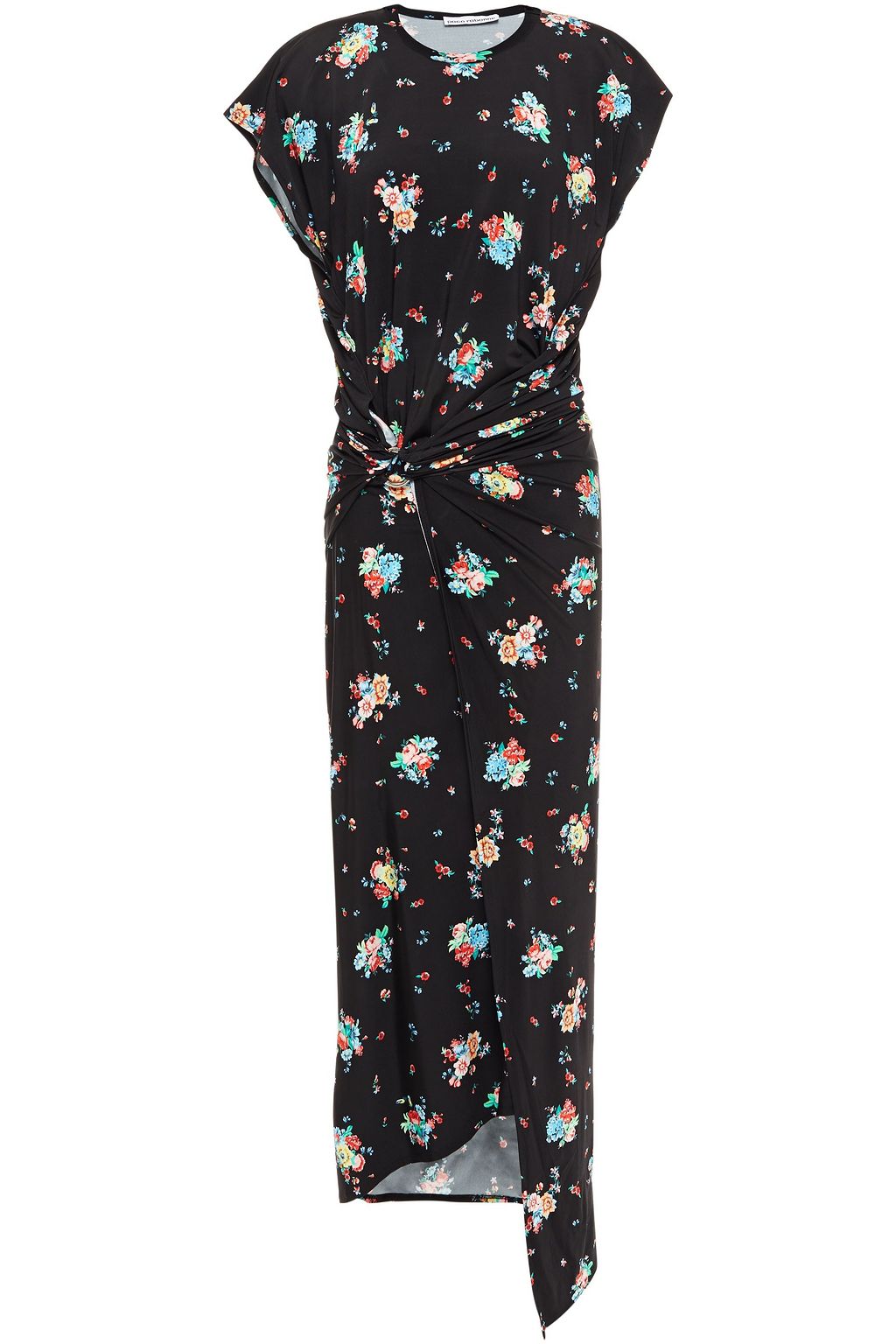 PACO RABANNE Draped floral-print stretch-jersey midi dress | Sale up to ...