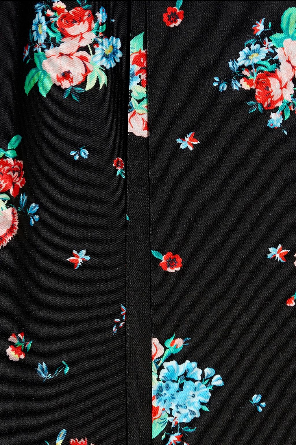 RABANNE Wrap-effect floral-print satin-jersey midi skirt