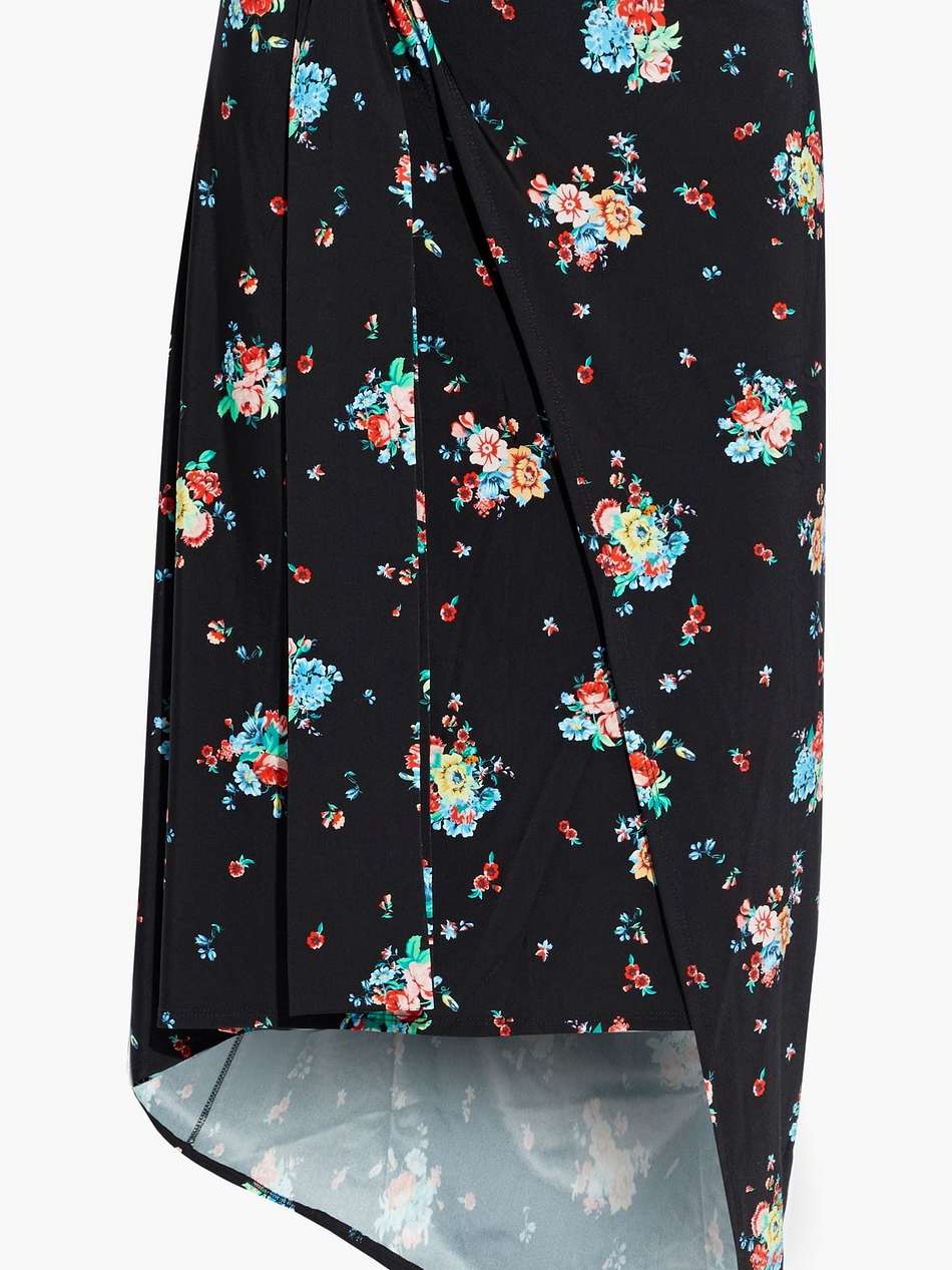 wrap-effect floral-print satin-jersey midi skirt