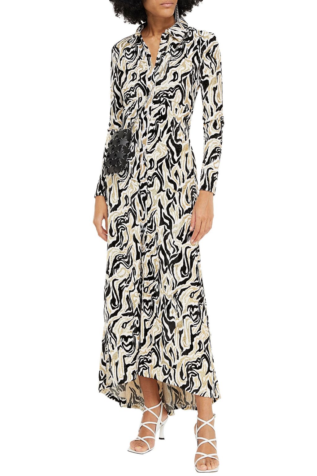 RABANNE Metallic chenille-jacquard maxi dress
