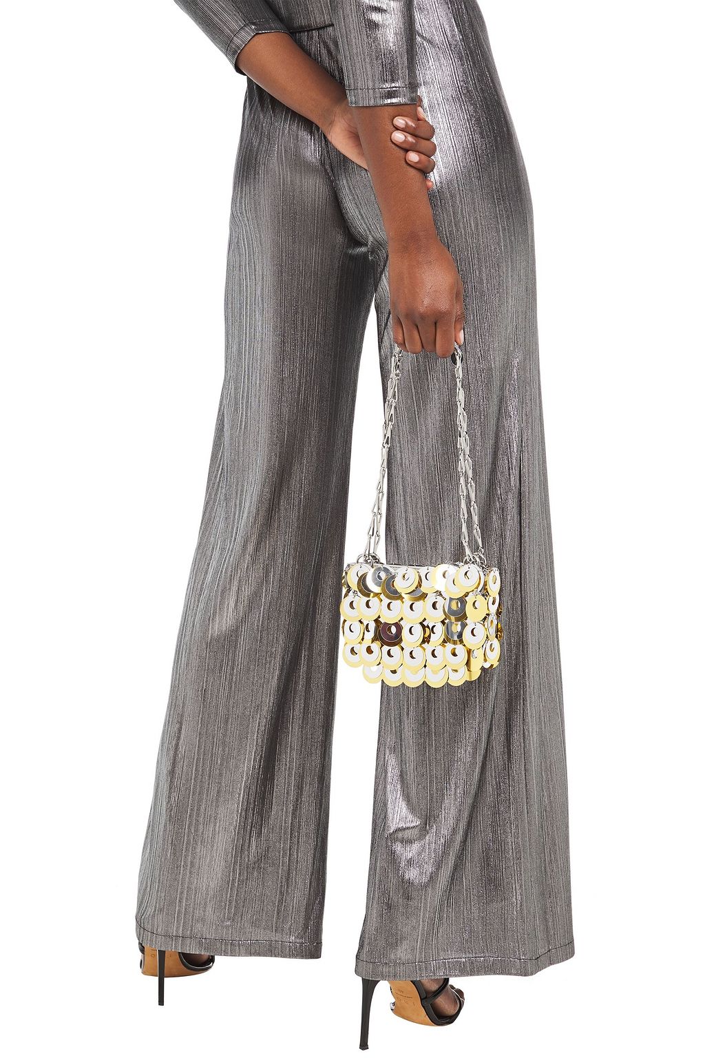 RABANNE Nano 1969 embellished faux leather shoulder bag