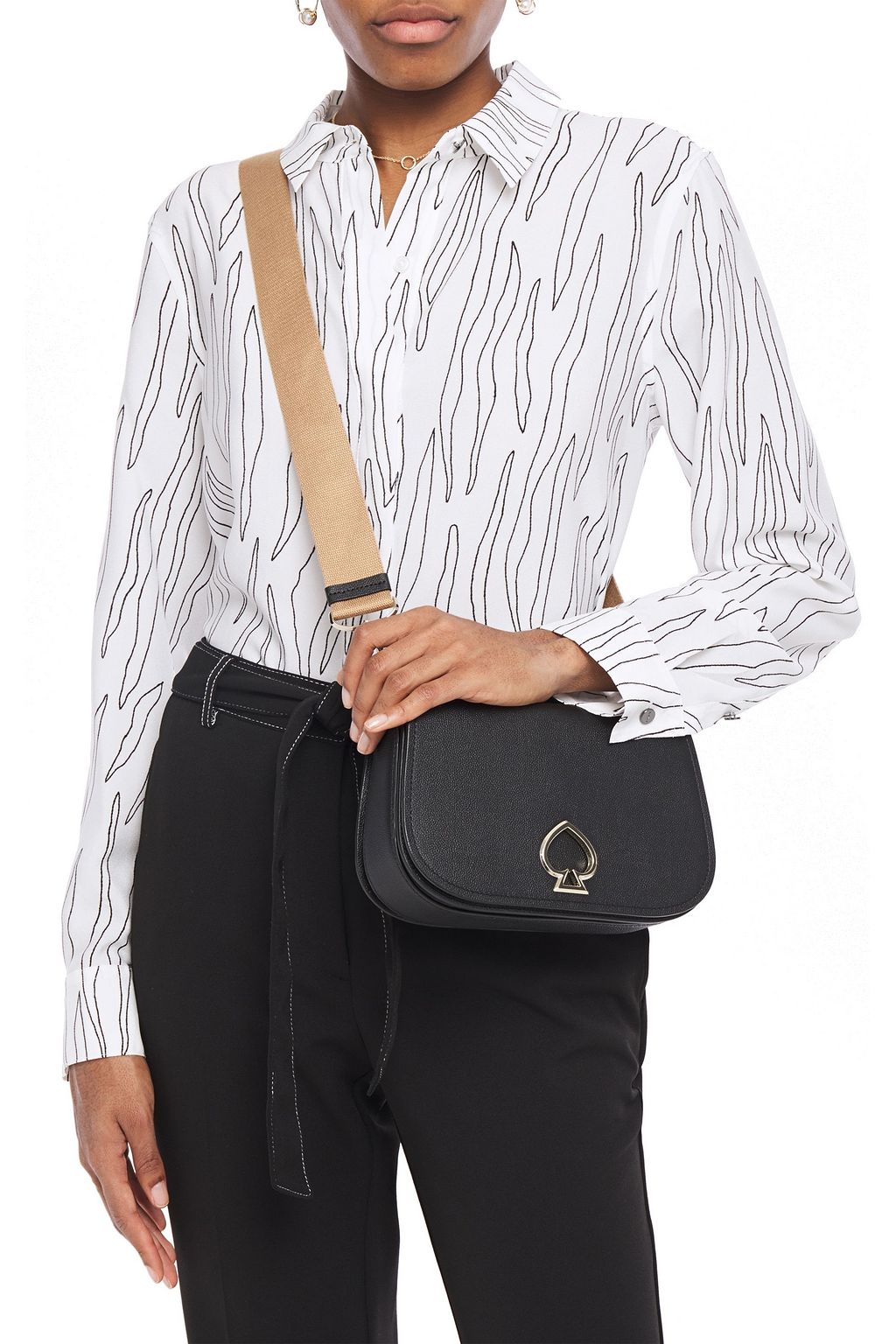 KATE SPADE NEW YORK Embellished pebbled-leather shoulder bag