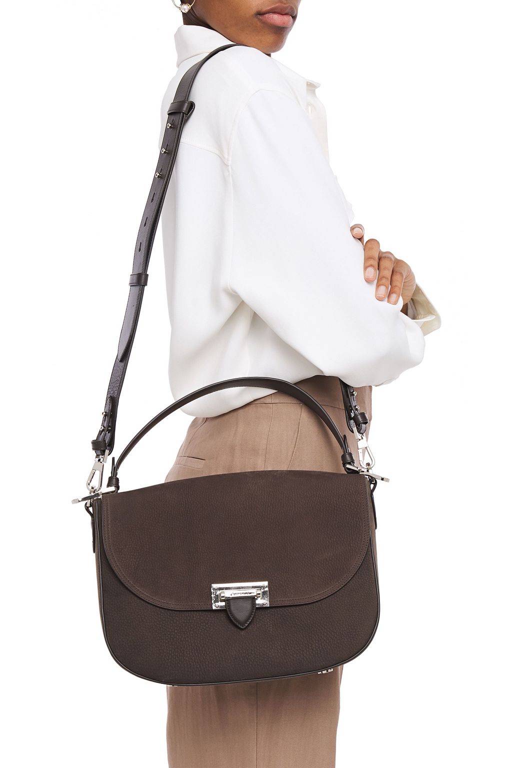 ASPINAL OF LONDON Slouchy Saddle pebbled-leather shoulder bag