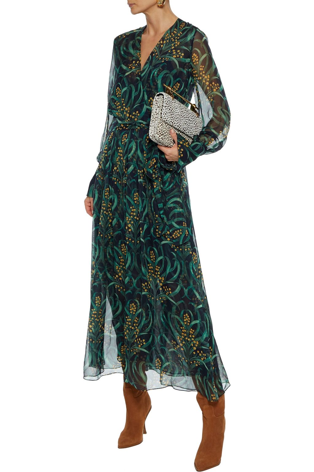 OSCAR DE LA RENTA Wrap-effect printed silk-chiffon maxi dress