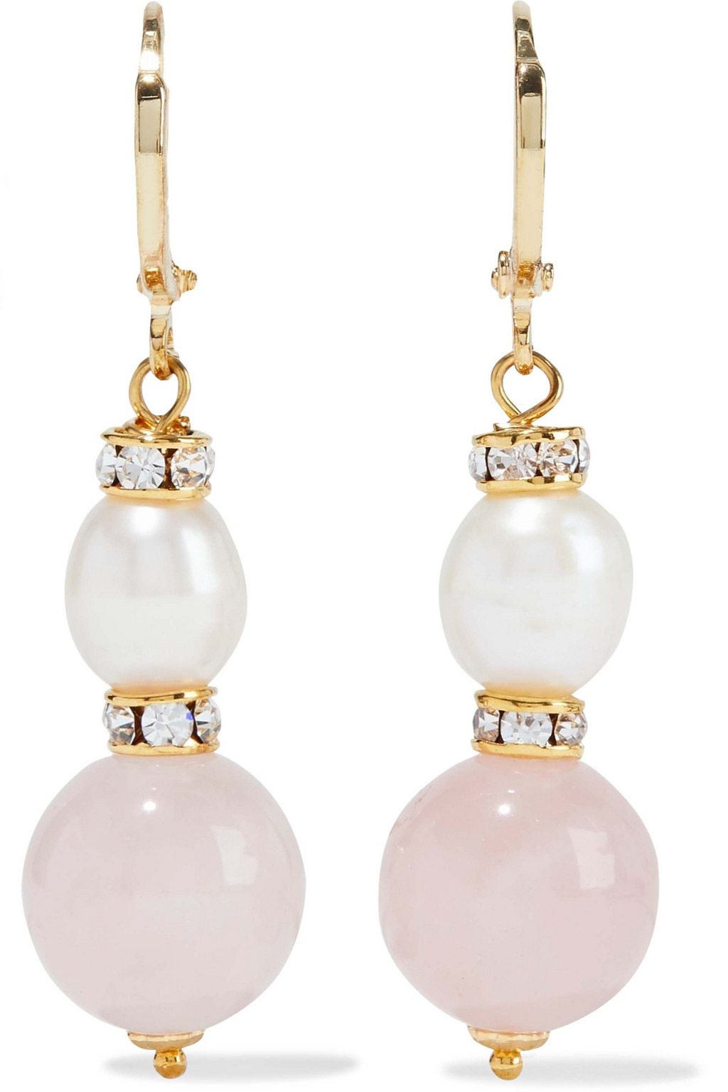 IRIS & INK Sandra gold-plated, Swarovski pearl, crystal and rose quartz earrings