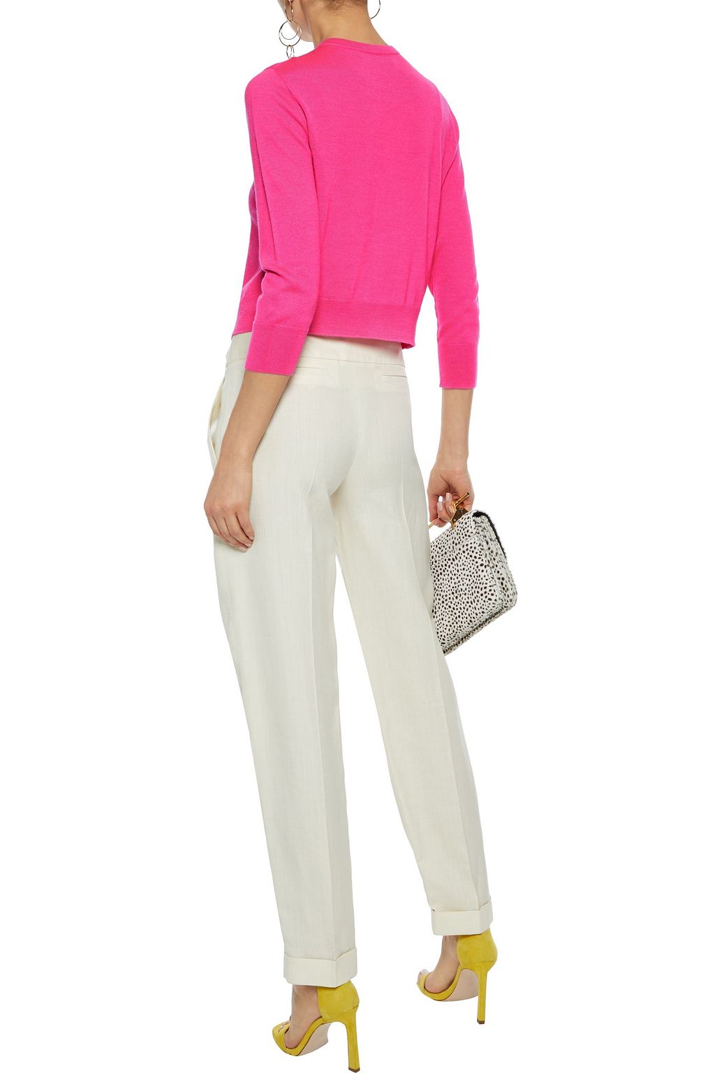 OSCAR DE LA RENTA Cropped cashmere and silk-blend cardigan